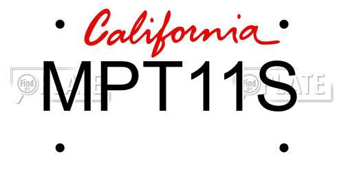 MPT11S California License Plate