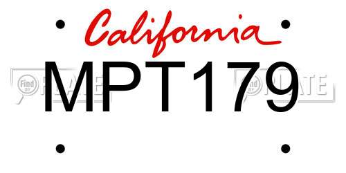MPT179 California License Plate
