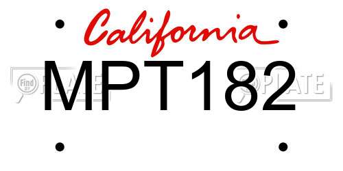 MPT182 California License Plate