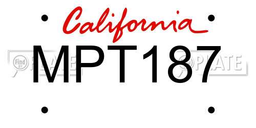 MPT187 California License Plate