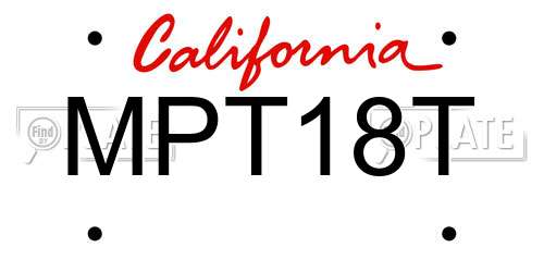 MPT18T California License Plate