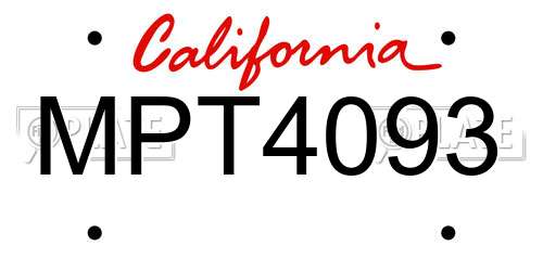 MPT4093 California License Plate