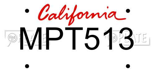 MPT513 California License Plate