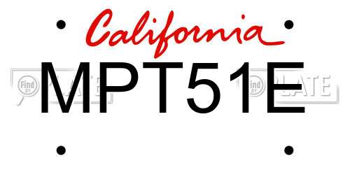 MPT51E California License Plate