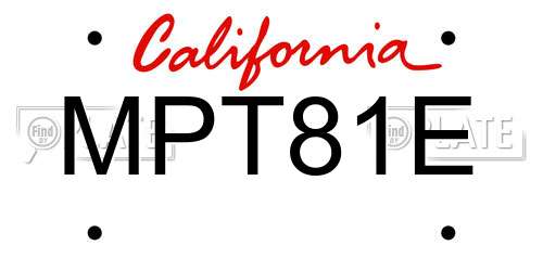 MPT81E California License Plate