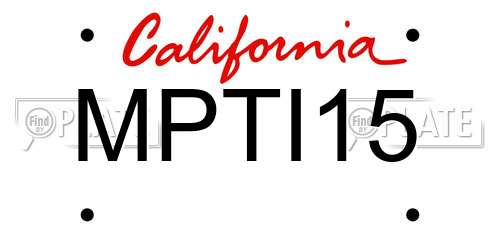 MPTI15 California License Plate