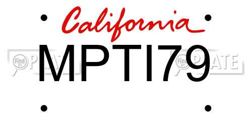 MPTI79 California License Plate