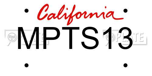 MPTS13 California License Plate