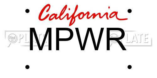 MPWR California License Plate