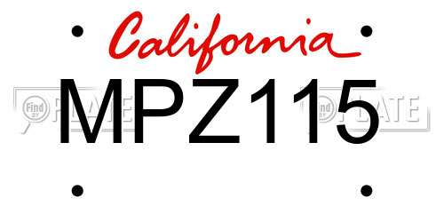 MPZ115 California License Plate