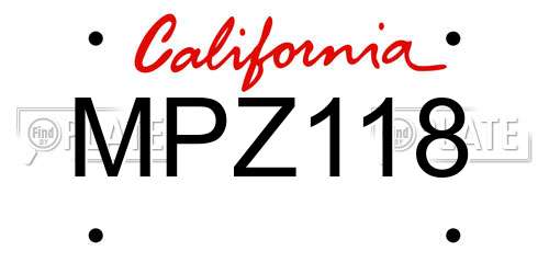 MPZ118 California License Plate
