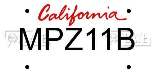 MPZ11B California License Plate