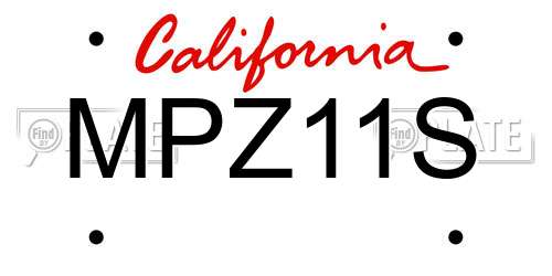 MPZ11S California License Plate