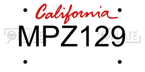 MPZ129 California License Plate