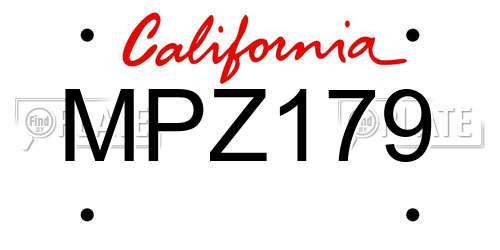MPZ179 California License Plate
