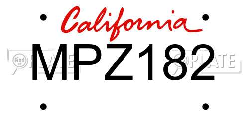 MPZ182 California License Plate