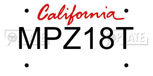 MPZ18T California License Plate