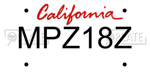 MPZ18Z California License Plate