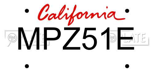 MPZ51E California License Plate