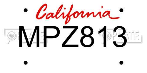 MPZ813 California License Plate