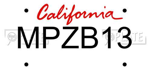 MPZB13 California License Plate