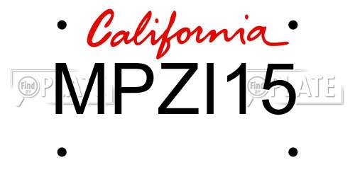 MPZI15 California License Plate