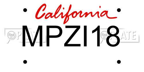 MPZI18 California License Plate