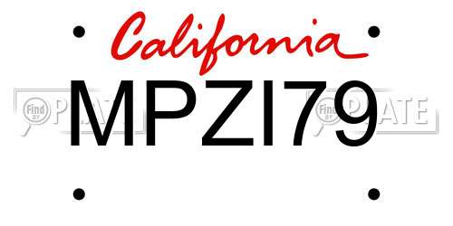 MPZI79 California License Plate