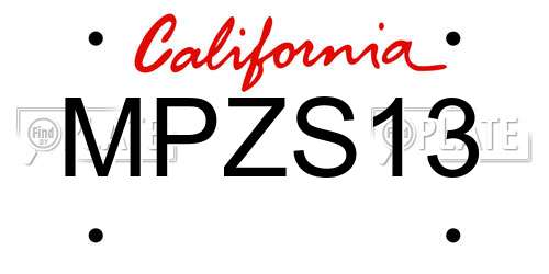MPZS13 California License Plate