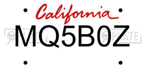 MQ5B0Z California License Plate