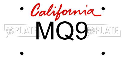 MQ9 California License Plate