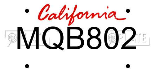 MQB802 California License Plate