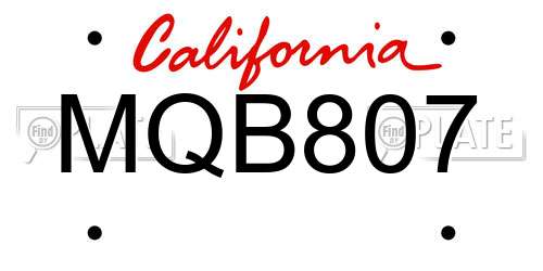 MQB807 California License Plate