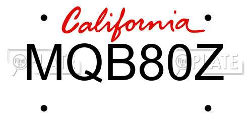 MQB80Z California License Plate