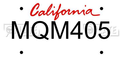 MQM405 California License Plate