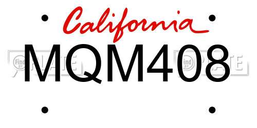 MQM408 California License Plate
