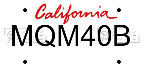 MQM40B California License Plate