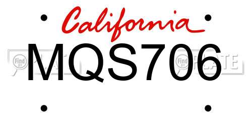 MQS706 California License Plate