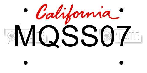 MQSS07 California License Plate