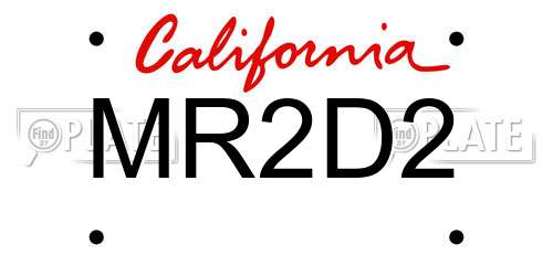 MR2D2 California License Plate