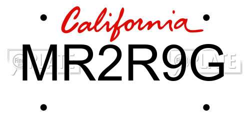 MR2R9G California License Plate