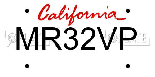 MR32VP California License Plate