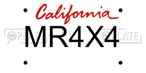 MR4X4 California License Plate
