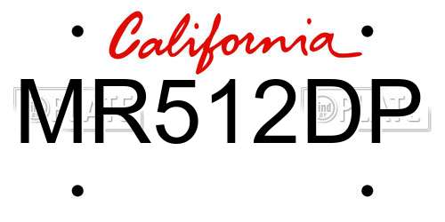 MR512DP California License Plate
