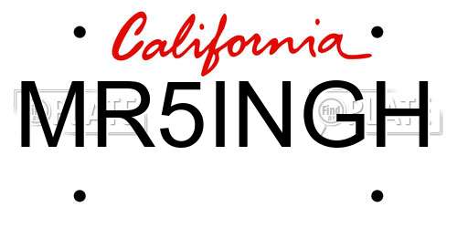 MR5INGH California License Plate