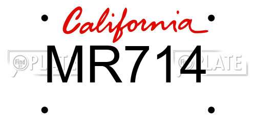 MR714 California License Plate
