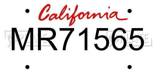 MR71565 California License Plate