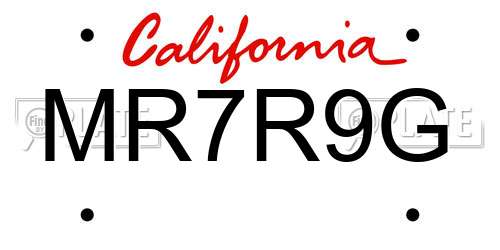 MR7R9G California License Plate