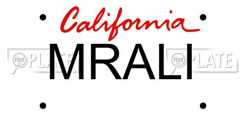 MRALI California License Plate