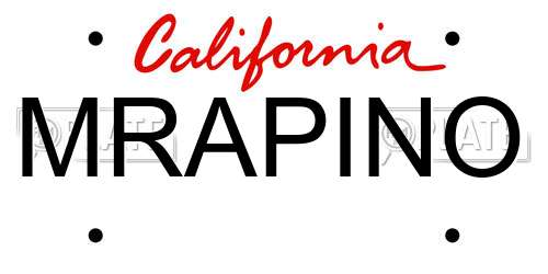 MRAPINO California License Plate